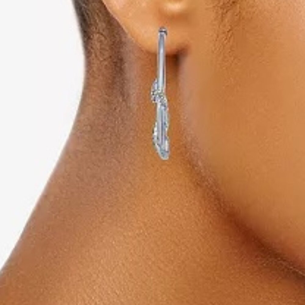 VERA WANG Goth Snake Silver Gray Crystal Hoop Earrings**NEW! - Picture 3 of 5